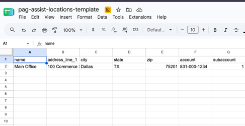 Locations CSV Template